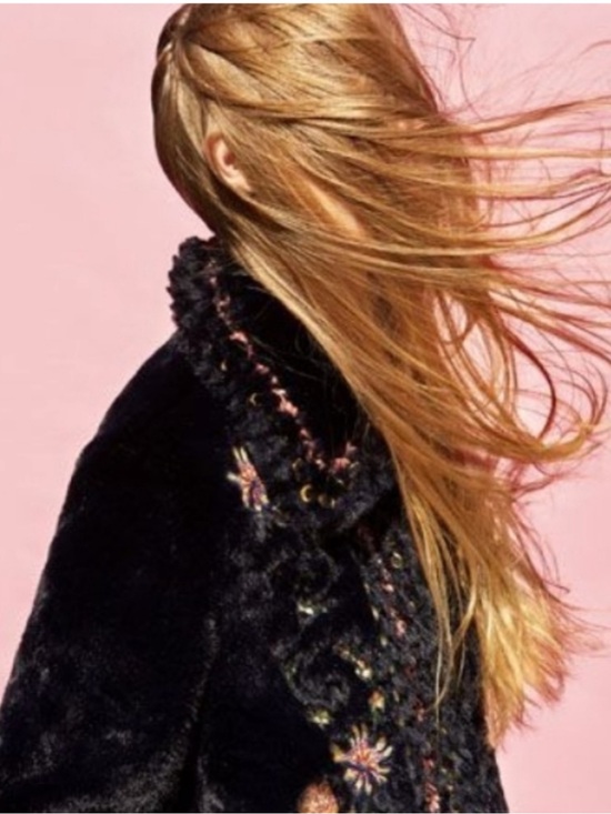 Zara Jackets & Blazers - Zara Midnight Navy Embroidered Floral Plush Coat Boho Folk Romantic Faux Fur